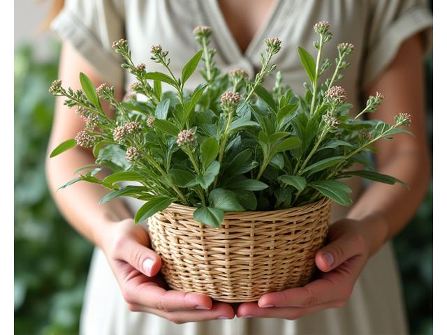 Artistic illustration of a person holding a handcrafted basket with botanical elements, symbolising connection and craftsmanship.