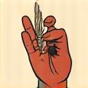 Artisanal Quality Icon: Hand with weaving shuttle