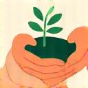 Creative Community Icon: Two hands holding a sprouting seed