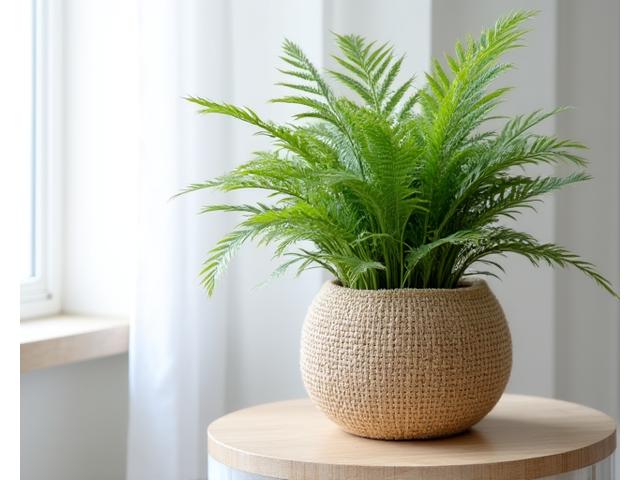 Stylish fibre planter with an indoor fern